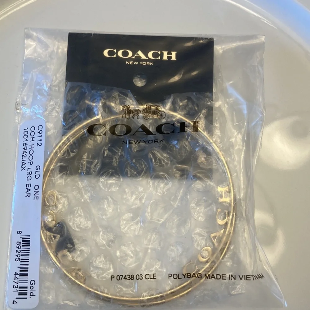 Coach Signature Large Hoops Earrings - Picture 3 of 3